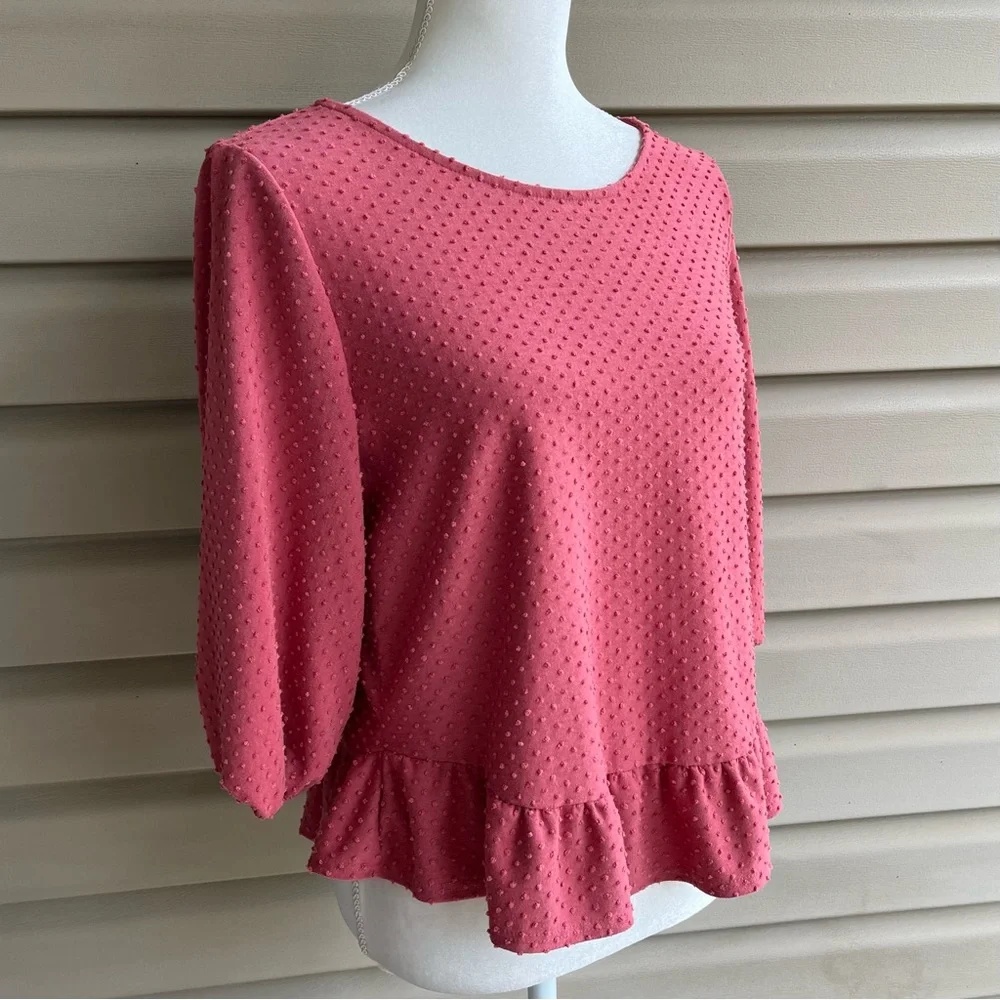 •W5 Anthropologie• Swiss Dot Peplum Pullover Top - Size Small - Picture 4 of 6